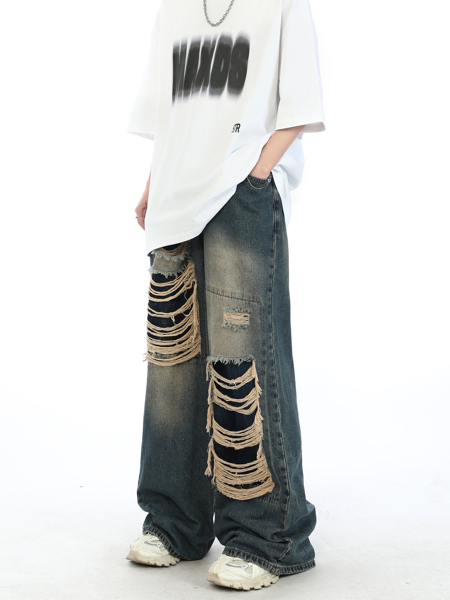 Distressed Patchwork Jeans